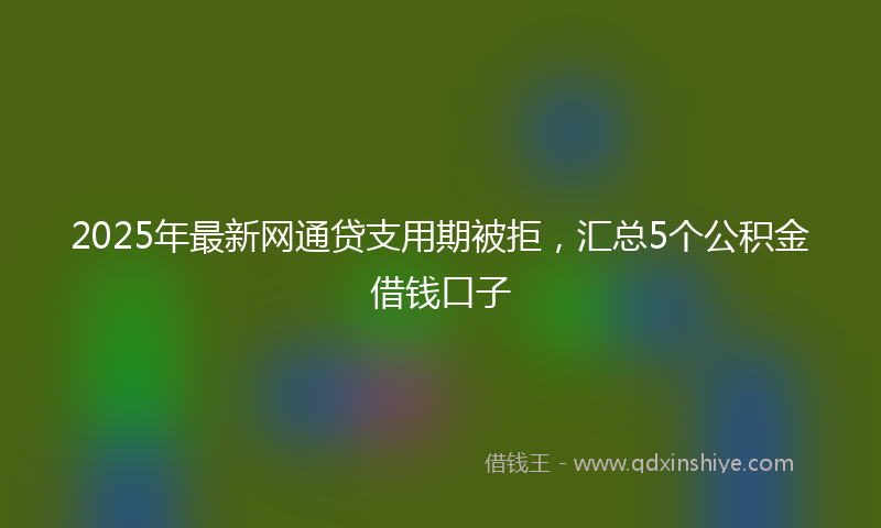 2025年最新网通贷支用期被拒，汇总5个公积金借钱口子