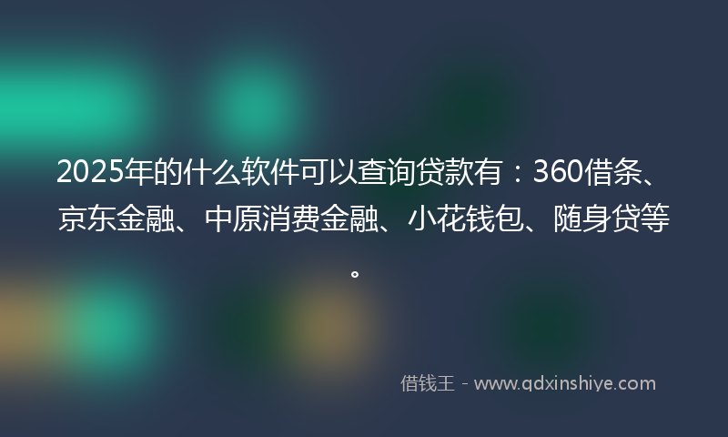 2025年的什么软件可以查询贷款有：360借条、京东金融、中原消费金融、小花钱包、随身贷等。