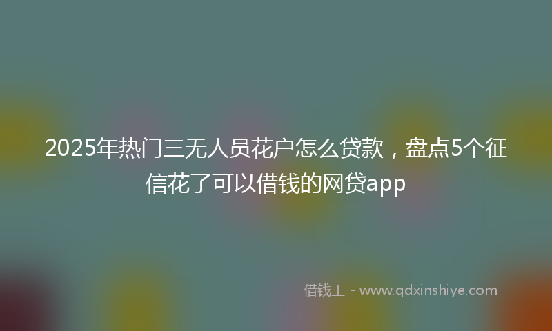 2025年热门三无人员花户怎么贷款，盘点5个征信花了可以借钱的网贷app