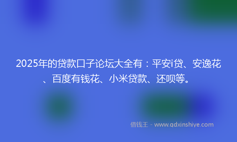 2025年的贷款口子论坛大全有：平安i贷、安逸花、百度有钱花、小米贷款、还呗等。