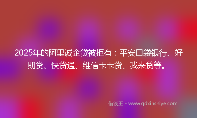 2025年的阿里诚企贷被拒有：平安口袋银行、好期贷、快贷通、维信卡卡贷、我来贷等。
