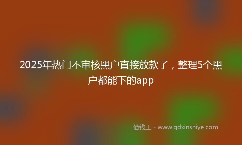 2025年热门不审核黑户直接放款了，整理5个黑户都能下的app