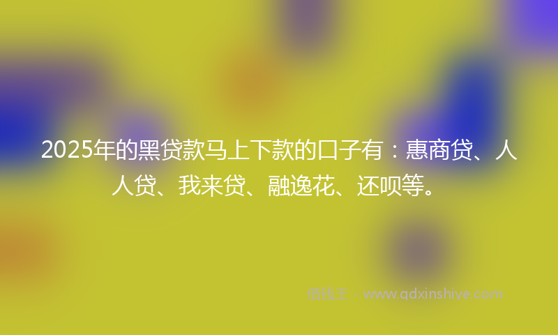 2025年的黑贷款马上下款的口子有：惠商贷、人人贷、我来贷、融逸花、还呗等。