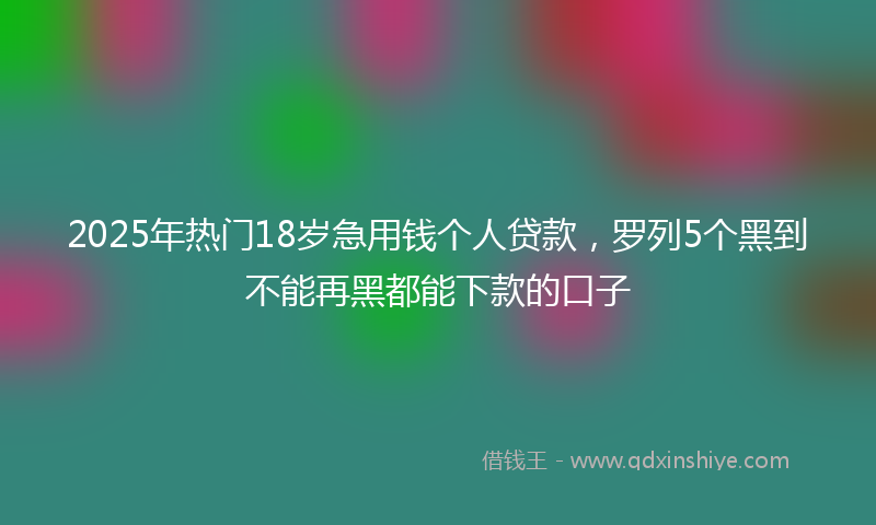 2025年热门18岁急用钱个人贷款，罗列5个黑到不能再黑都能下款的口子