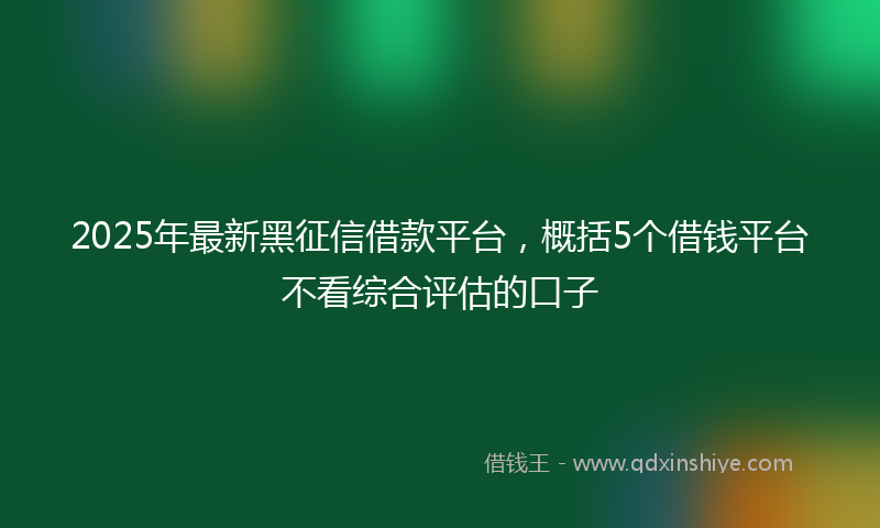 2025年最新黑征信借款平台，概括5个借钱平台不看综合评估的口子