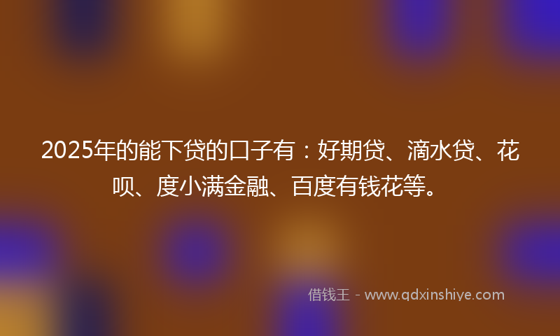 2025年的能下贷的口子有：好期贷、滴水贷、花呗、度小满金融、百度有钱花等。
