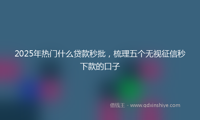 2025年热门什么贷款秒批，梳理五个无视征信秒下款的口子