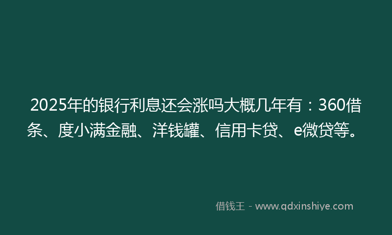 2025年的银行利息还会涨吗大概几年有:360借条、度小满金融、洋钱罐、信用卡贷、e微贷等。