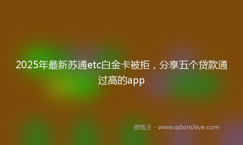 2025年最新苏通etc白金卡被拒，分享五个贷款通过高的app