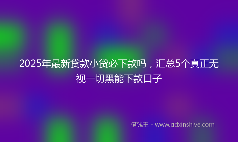 2025年最新贷款小贷必下款吗，汇总5个真正无视一切黑能下款口子