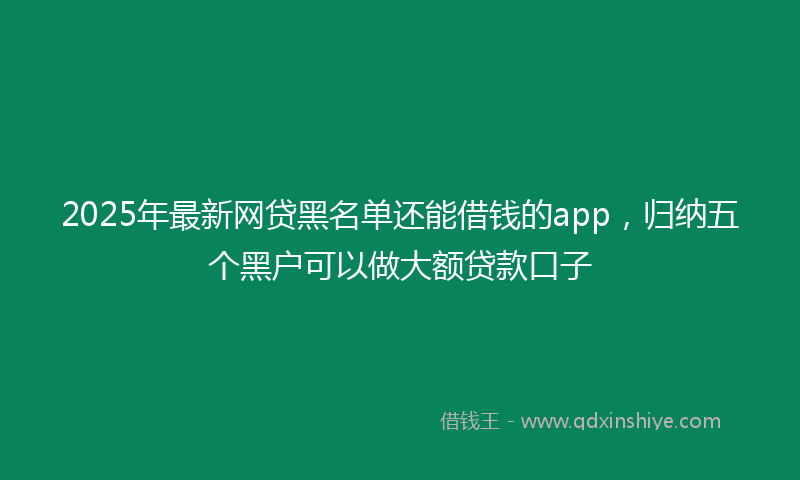 2025年最新网贷黑名单还能借钱的app，归纳五个黑户可以做大额贷款口子