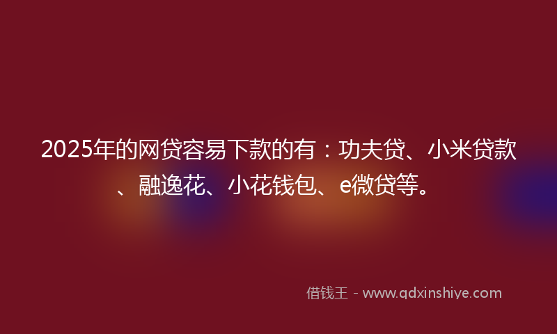 2025年的网贷容易下款的有：功夫贷、小米贷款、融逸花、小花钱包、e微贷等。