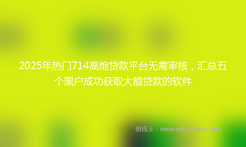 2025年热门714高炮贷款平台无需审核，汇总五个黑户成功获取大额贷款的软件