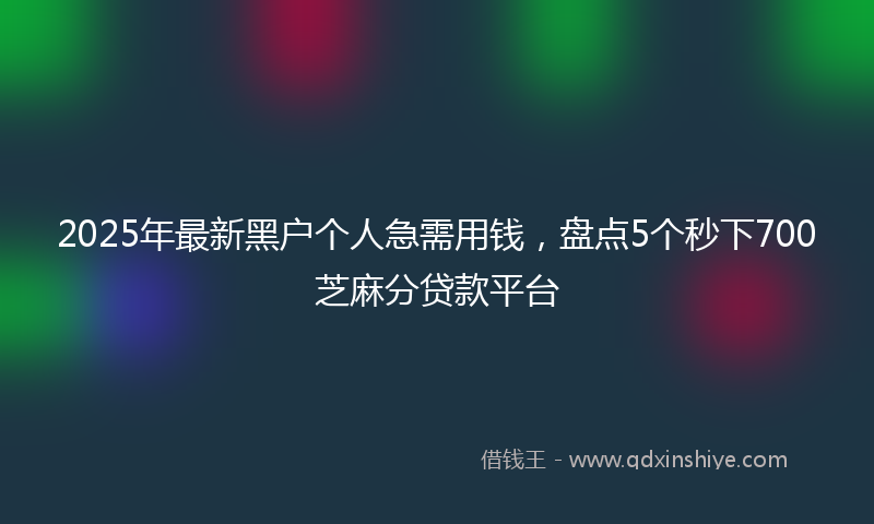 2025年最新黑户个人急需用钱，盘点5个秒下700芝麻分贷款平台