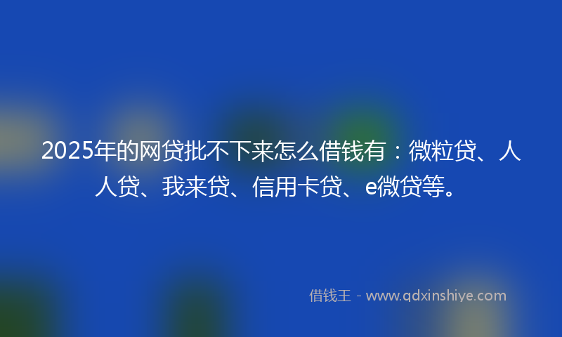 2025年的网贷批不下来怎么借钱有：微粒贷、人人贷、我来贷、信用卡贷、e微贷等。