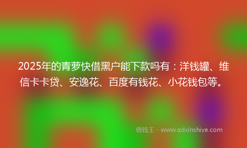 2025年的青萝快借黑户能下款吗有:洋钱罐、维信卡卡贷、安逸花、百度有钱花、小花钱包等。