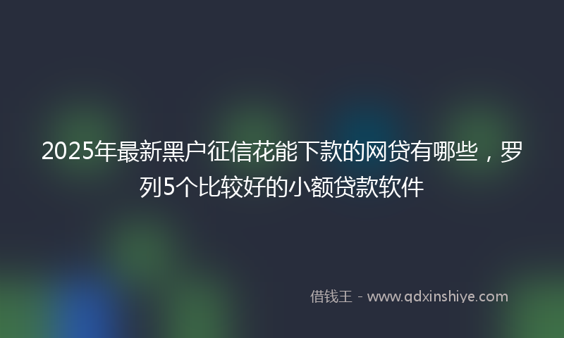 2025年最新黑户征信花能下款的网贷有哪些，罗列5个比较好的小额贷款软件