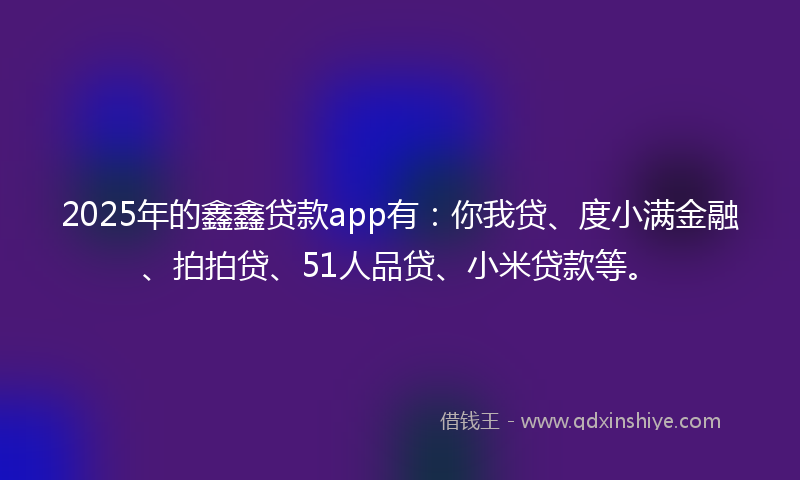 2025年的鑫鑫贷款app有：你我贷、度小满金融、拍拍贷、51人品贷、小米贷款等。