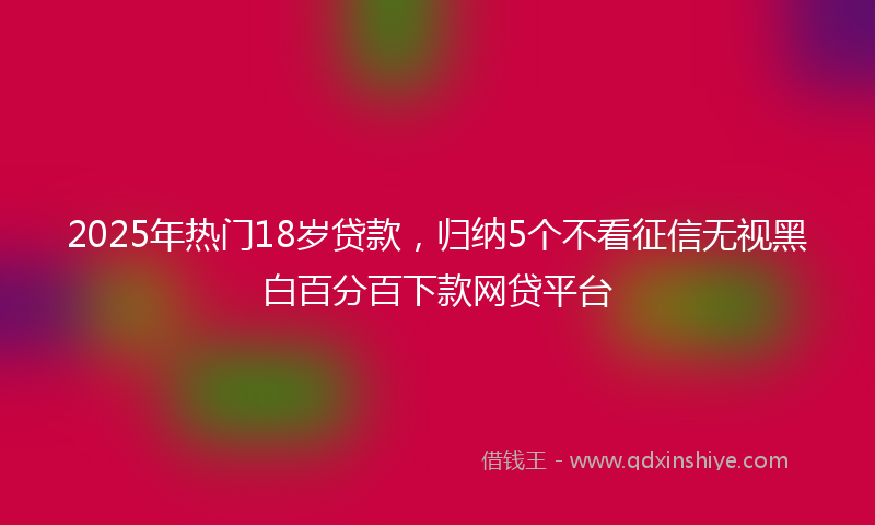 2025年热门18岁贷款，归纳5个不看征信无视黑白百分百下款网贷平台