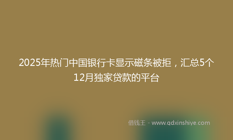 2025年热门中国银行卡显示磁条被拒，汇总5个12月独家贷款的平台