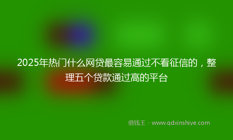 2025年热门什么网贷最容易通过不看征信的，整理五个贷款通过高的平台