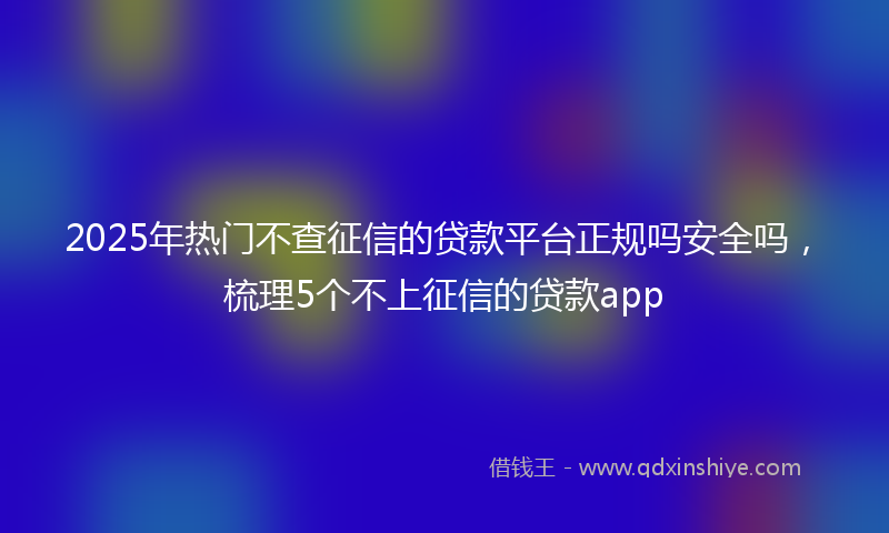 2025年热门不查征信的贷款平台正规吗安全吗，梳理5个不上征信的贷款app