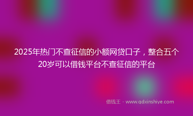 2025年热门不查征信的小额网贷口子，整合五个20岁可以借钱平台不查征信的平台