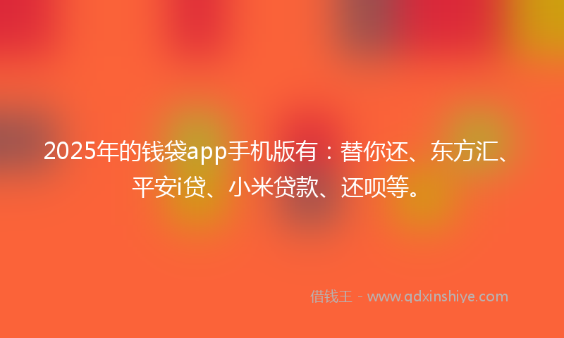 2025年的钱袋app手机版有：替你还、东方汇、平安i贷、小米贷款、还呗等。