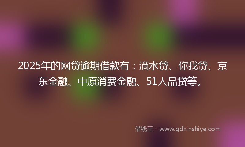 2025年的网贷逾期借款有：滴水贷、你我贷、京东金融、中原消费金融、51人品贷等。