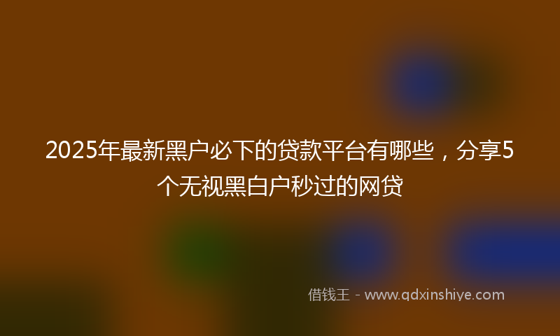 2025年最新黑户必下的贷款平台有哪些，分享5个无视黑白户秒过的网贷