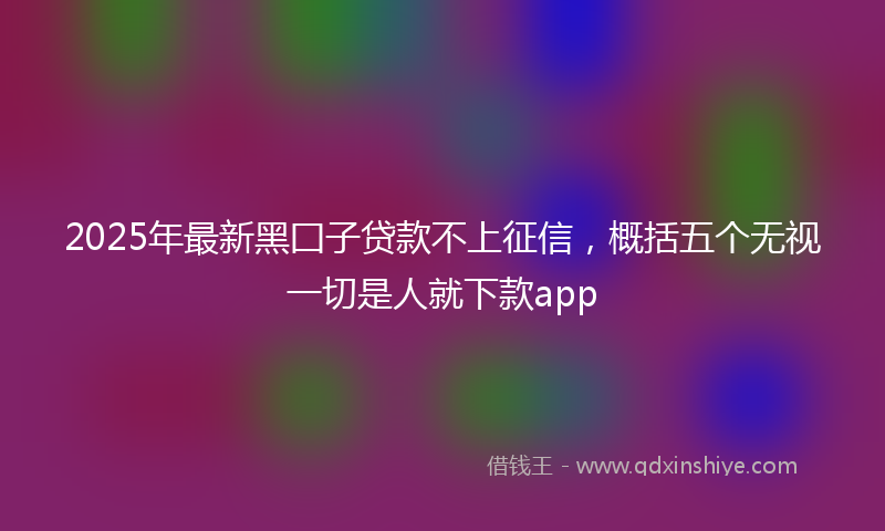 2025年最新黑囗子贷款不上征信，概括五个无视一切是人就下款app