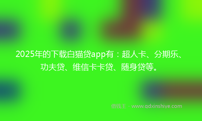 2025年的下载白猫贷app有：超人卡、分期乐、功夫贷、维信卡卡贷、随身贷等。