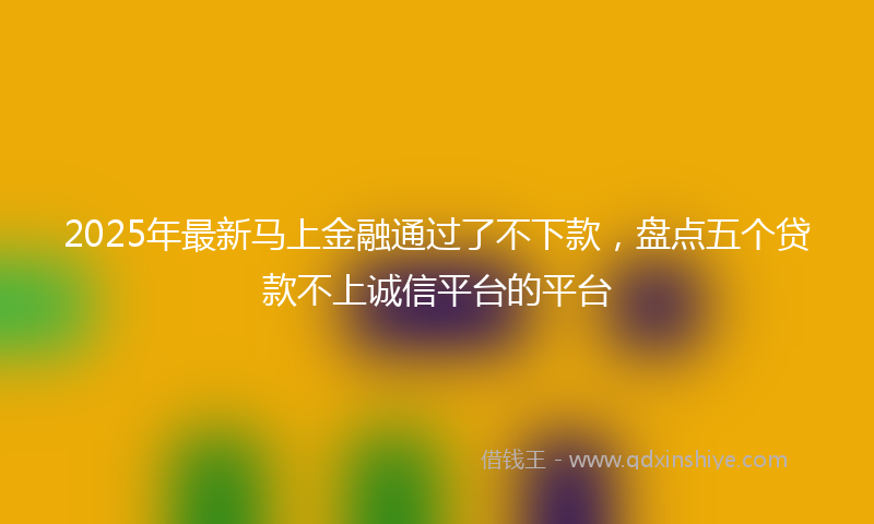 2025年最新马上金融通过了不下款，盘点五个贷款不上诚信平台的平台