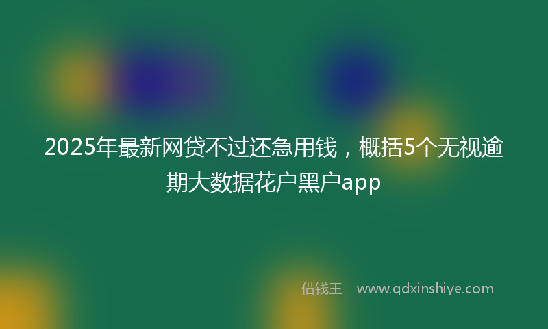 2025年最新网贷不过还急用钱，概括5个无视逾期大数据花户黑户app