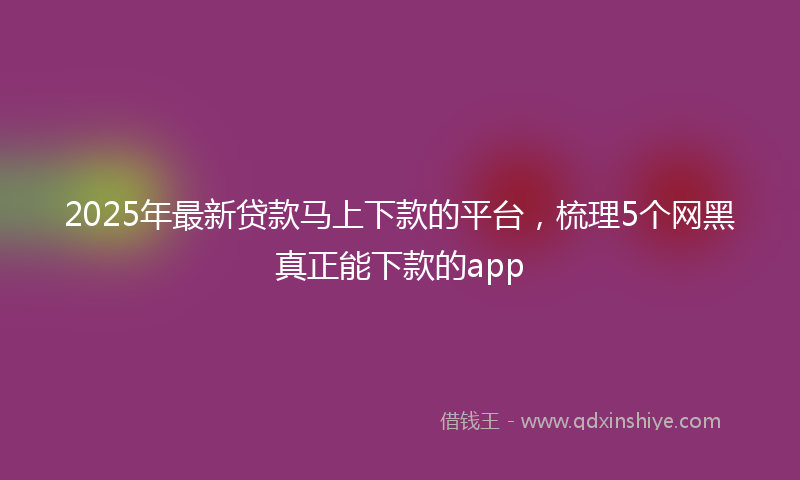 2025年最新贷款马上下款的平台，梳理5个网黑真正能下款的app
