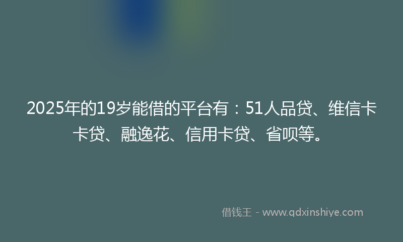 2025年的19岁能借的平台有：51人品贷、维信卡卡贷、融逸花、信用卡贷、省呗等。