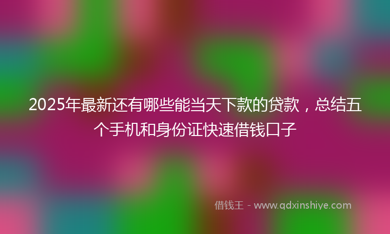 2025年最新还有哪些能当天下款的贷款，总结五个手机和身份证快速借钱口子