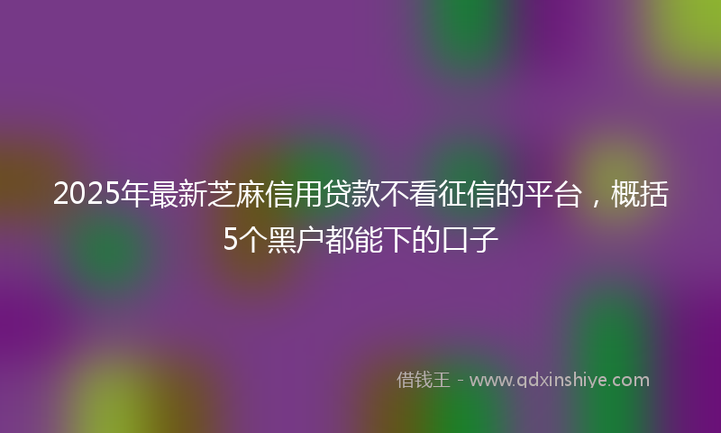 2025年最新芝麻信用贷款不看征信的平台，概括5个黑户都能下的口子