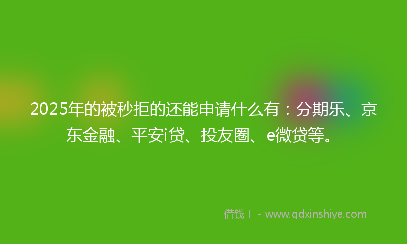 2025年的被秒拒的还能申请什么有：分期乐、京东金融、平安i贷、投友圈、e微贷等。