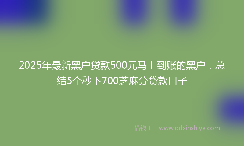 2025年最新黑户贷款500元马上到账的黑户，总结5个秒下700芝麻分贷款口子