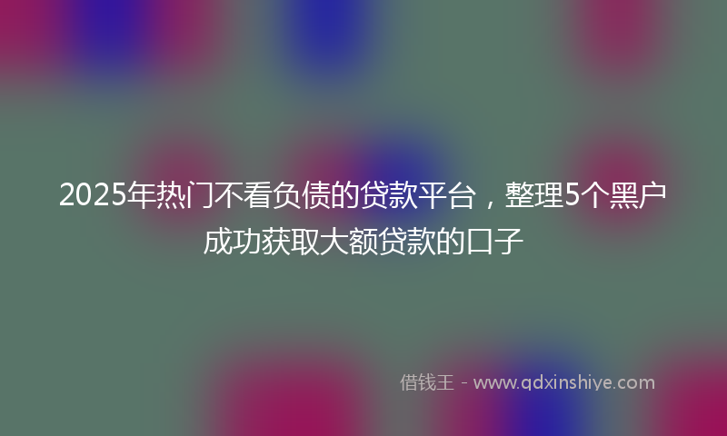 2025年热门不看负债的贷款平台，整理5个黑户成功获取大额贷款的口子