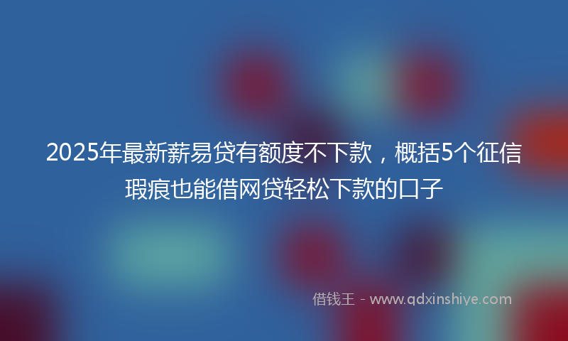 2025年最新薪易贷有额度不下款，概括5个征信瑕疵也能借网贷轻松下款的口子