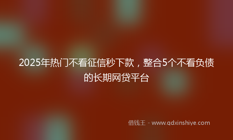 2025年热门不看征信秒下款，整合5个不看负债的长期网贷平台