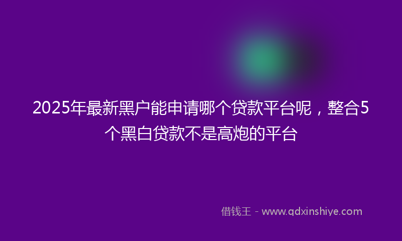 2025年最新黑户能申请哪个贷款平台呢，整合5个黑白贷款不是高炮的平台