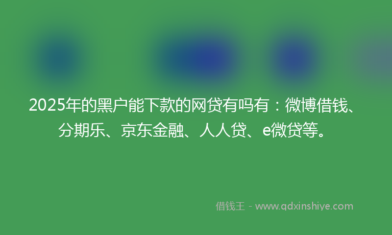 2025年的黑户能下款的网贷有吗有：微博借钱、分期乐、京东金融、人人贷、e微贷等。