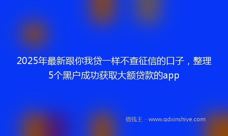 2025年最新跟你我贷一样不查征信的口子，整理5个黑户成功获取大额贷款的app