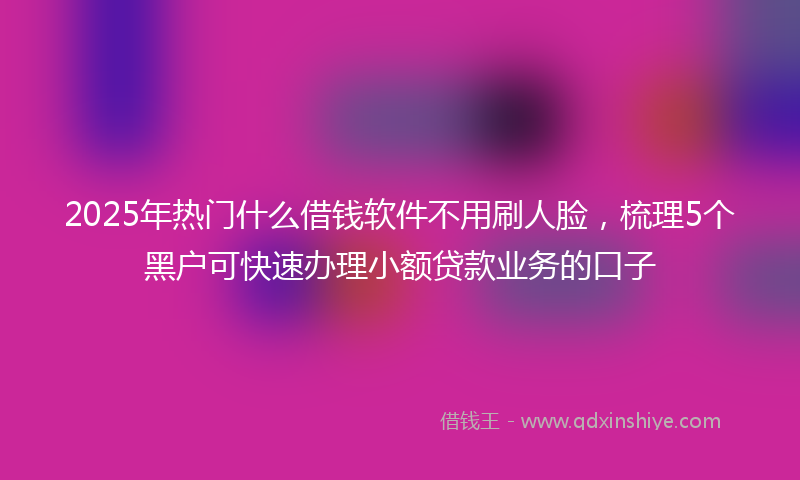 2025年热门什么借钱软件不用刷人脸，梳理5个黑户可快速办理小额贷款业务的口子