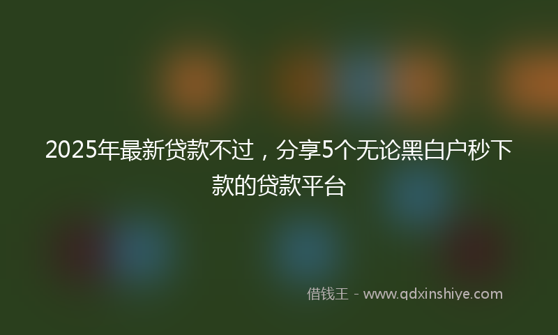 2025年最新贷款不过，分享5个无论黑白户秒下款的贷款平台