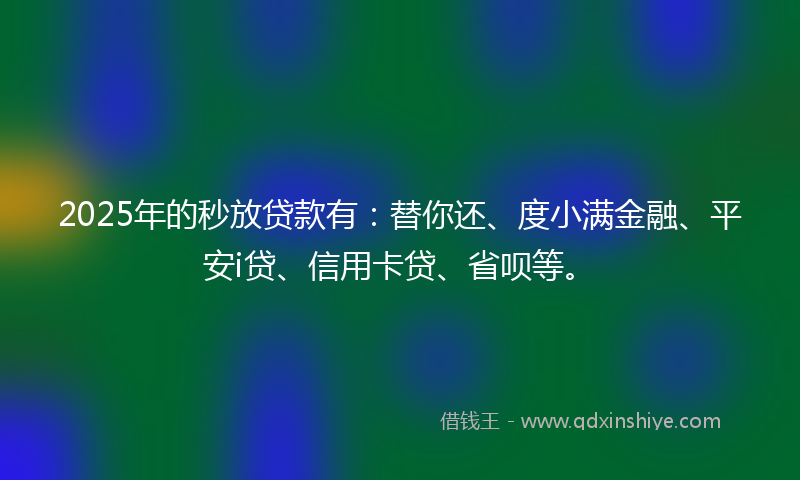 2025年的秒放贷款有：替你还、度小满金融、平安i贷、信用卡贷、省呗等。