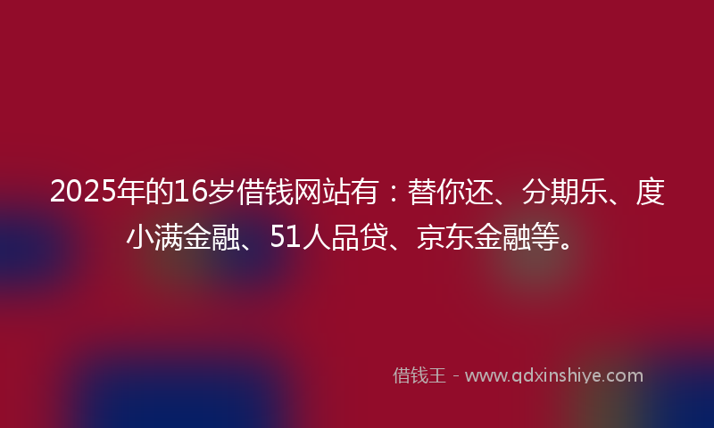 2025年的16岁借钱网站有：替你还、分期乐、度小满金融、51人品贷、京东金融等。